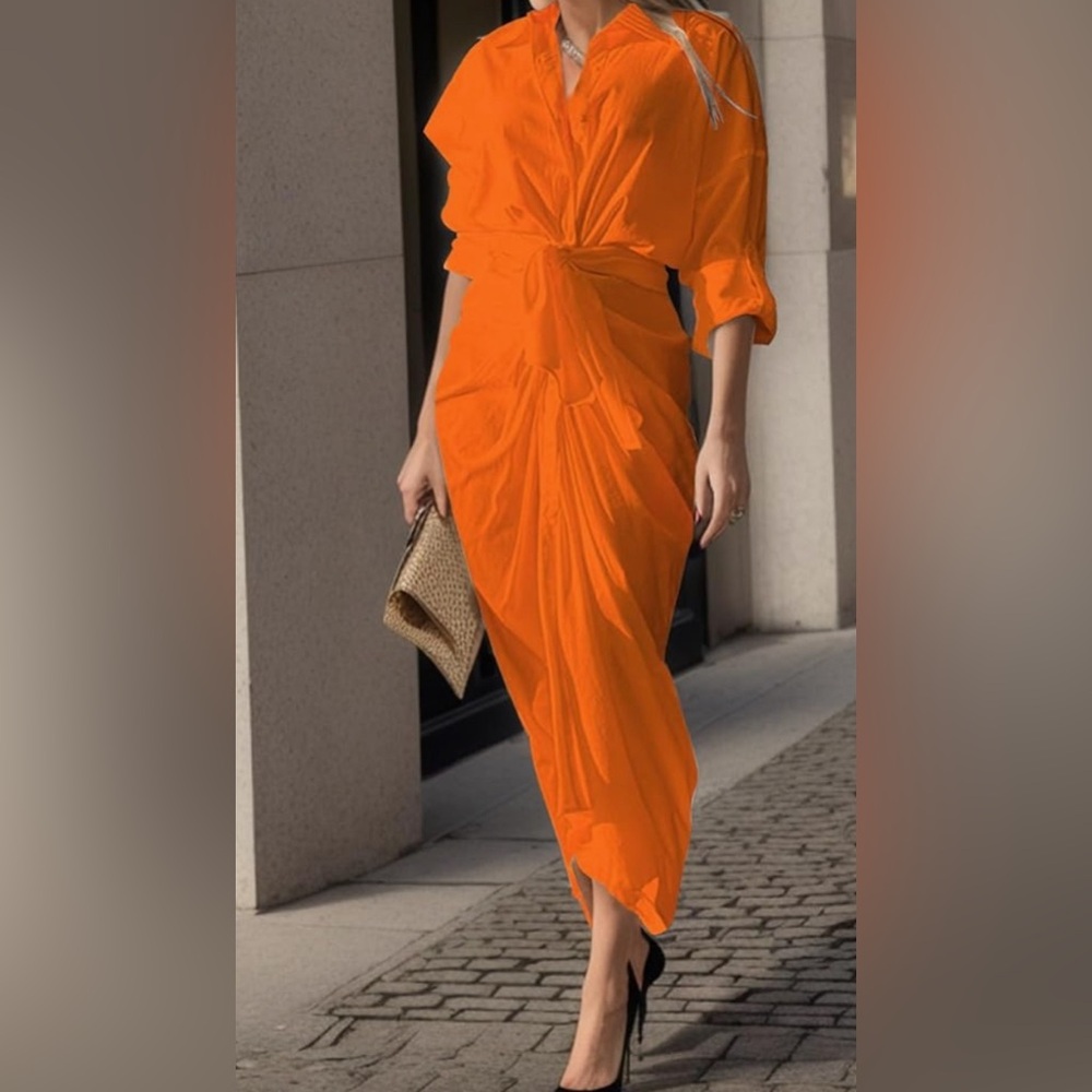 Elegant Orange Women's Dress